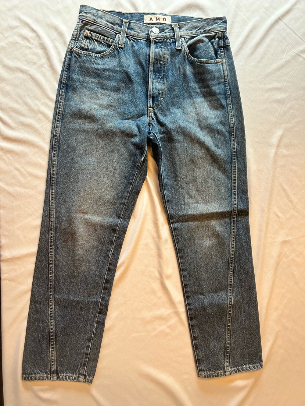 AMO Loverboy Twist High Rise Straight Leg Jeans Sz 27 Smitten